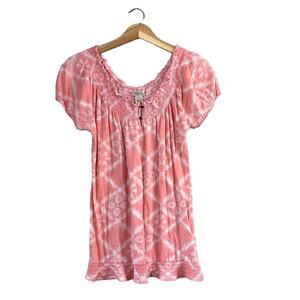 Women's Pink and White Boho Luck Brand Blouse M